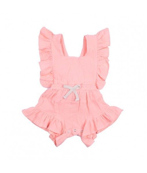 Cotton Bowknots Summer Baby Romper Baby Clothing Pink Baby Girls Romper 