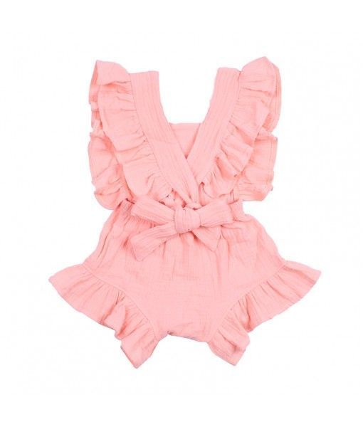 Cotton Bowknots Summer Baby Romper Baby Clothing Pink Baby Girls Romper 