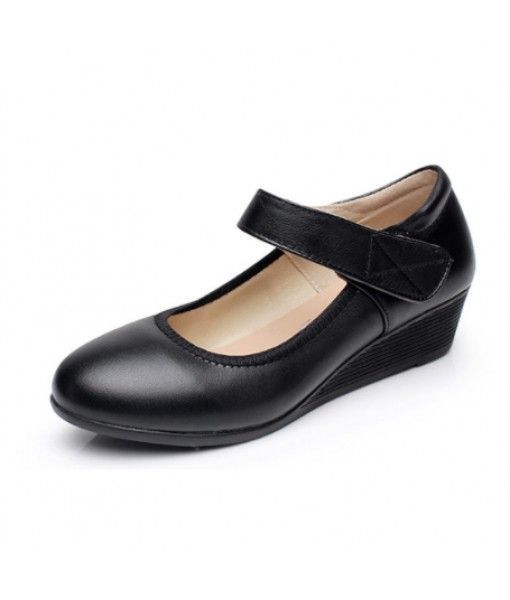 Classic Lady Comfort Low Heel Shoes Genuine Leather Round Toe Wedge Office/Career Shoes Small Size Wholesale Women Working Shoes
