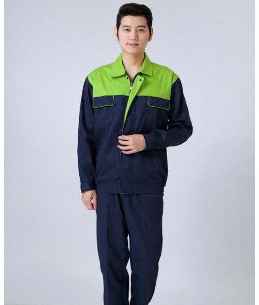 All cotton long sleeved factory green and gray  work suit men and women suits