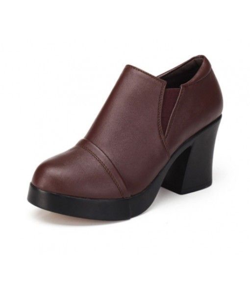 2019 Wholesale New Fashion Beautiful Women Platform High Heels Chunky Heel Lady Shoes Genuine Leather Women Dress Shoes