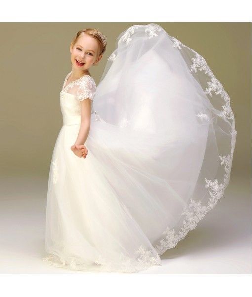 Europe design boutique Kids Princess Flower Little Girl lace Wedding Dress Party dress
