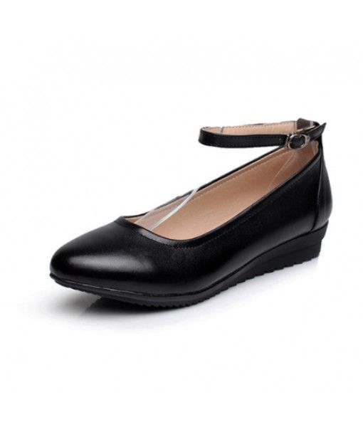 Women Work Shoe Genuine Leather Round Toe Wedge Hee Women Shoe Wholesale Ladies Low Heel Dress Shoes