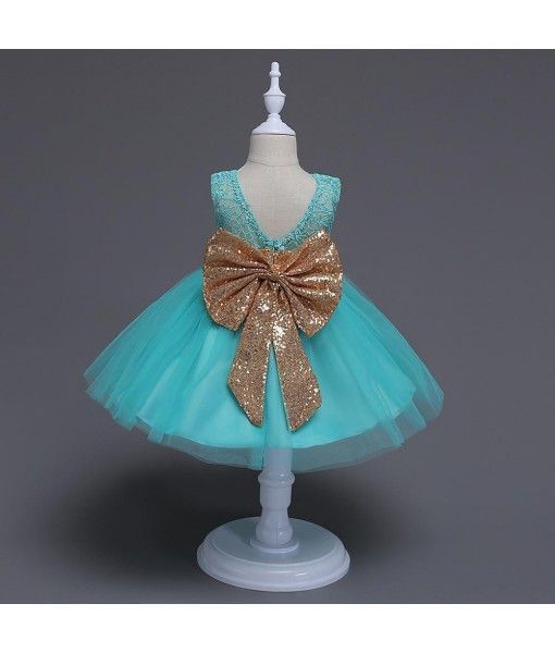 2020 New Style Sequin Flower 2-6 Years Girl Blue Party Dress Birthday Wedding Princess Baby Children Kids Girls Dress