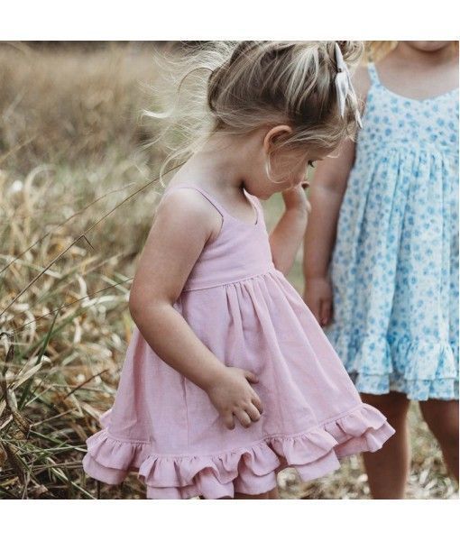 Shoulder-straps girls skirt summer children frocks designs 