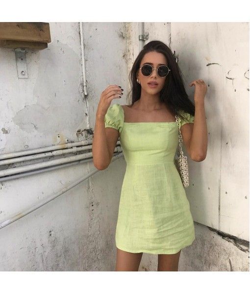 2020 Solid color fashion linen clothing loose pure stylish women casual short dress  for women
